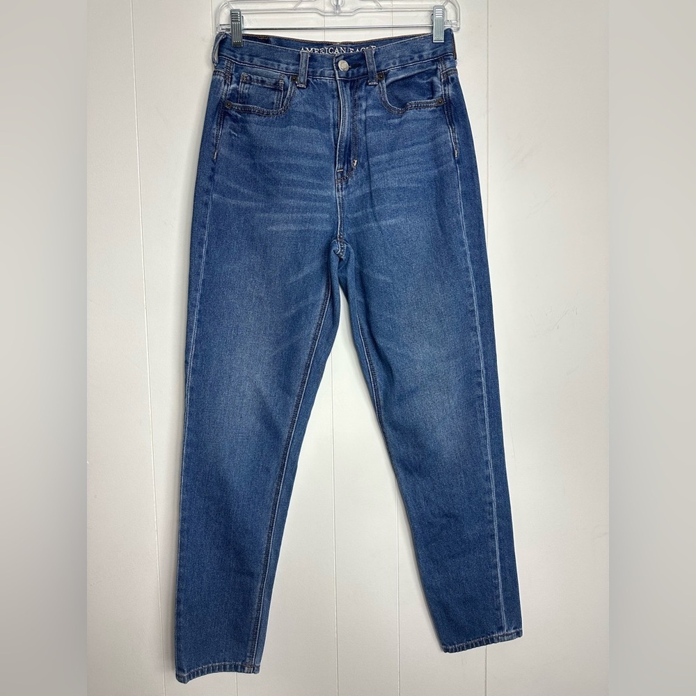 American Eagle Jeans Womens Sz 2 Blue Mom Jean Stretch Denim Cotton Blend